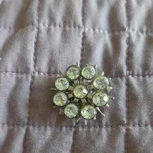 Crystal Flower Silver-Tone Brooch Pin - Clear Rhinestones